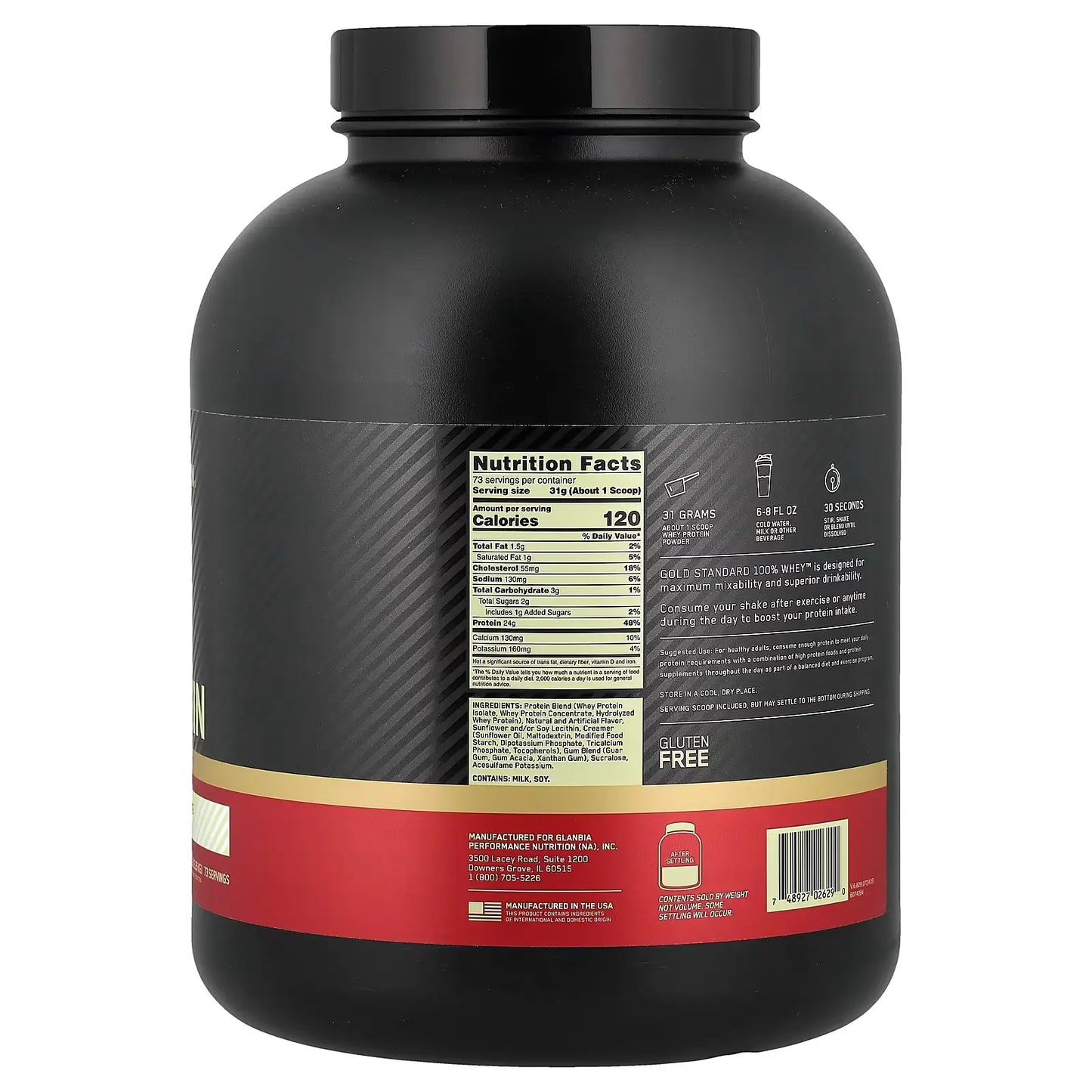 Optimum Nutrition Gold Standard 100% Whey – Mezcla de Proteína Aislada y Concentrada (5 Lb)