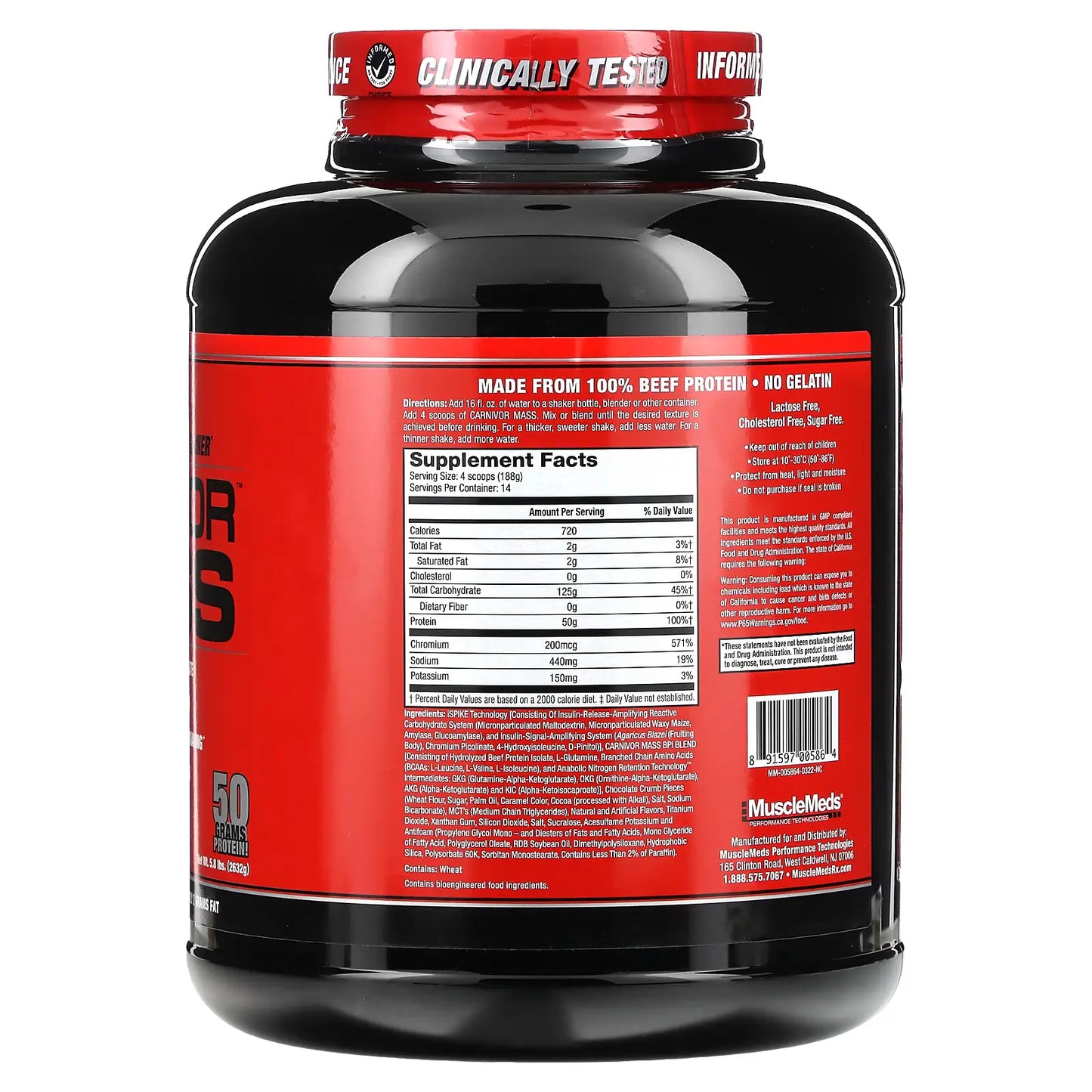 MuscleMeds Carnivor Mass – Proteína Anabólica de Carne de Res (2632 g / 5.8 lb)
