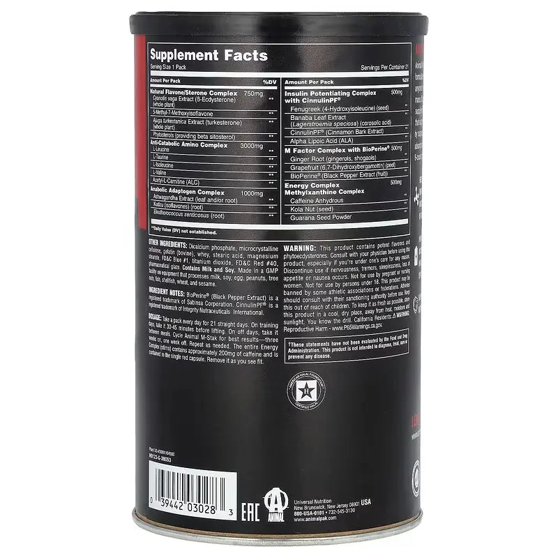 Universal Nutrition Animal M-Stak – El Pack Anabólico para Hardgainers (21 Packs)