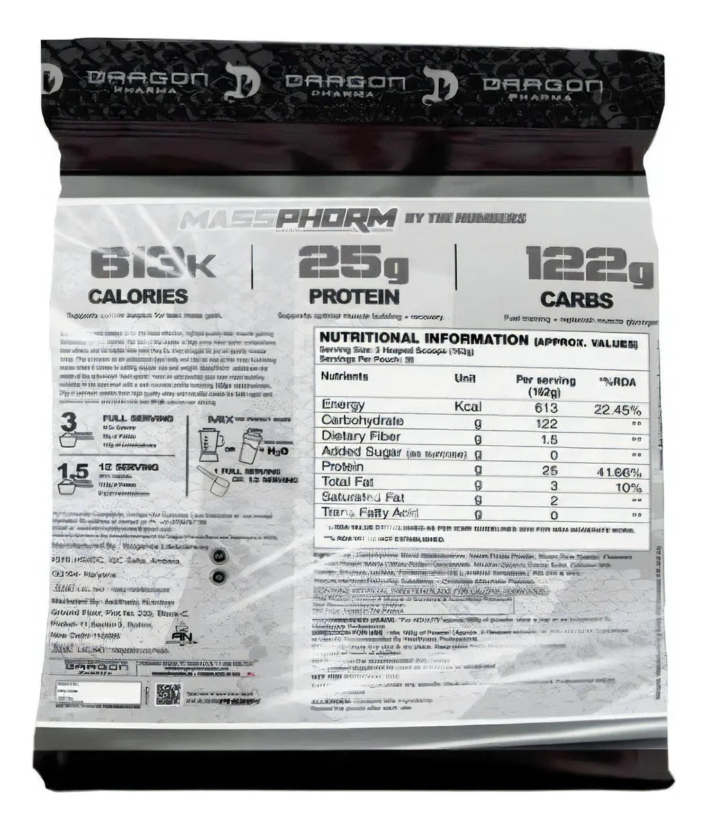 Dragon Pharma MassPhorm – Ganador de Masa Premium con Enzimas Digestivas (12 lb / 5.4 kg)
