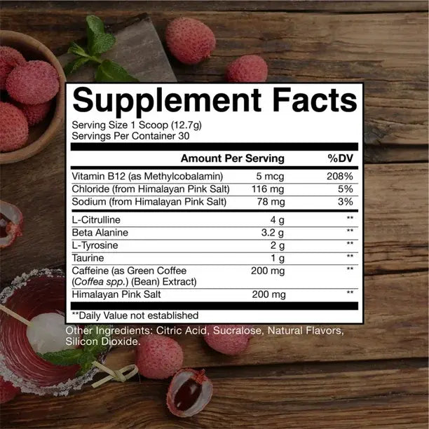 Cbum Essential Pre-Workout – Sabor Lychee (381 g / 30 Servicios)