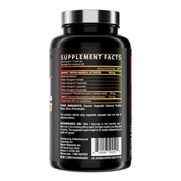 Nutrex Anabol Ripped – Activador Anabólico y Agente de Definición Muscular (60 Cápsulas Líquidas)
