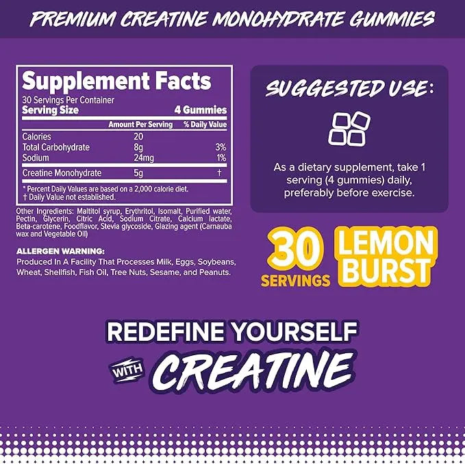 Finaflex Creatine Gummies – Monohidrato de Creatina en Gomitas (120 Gomitas)