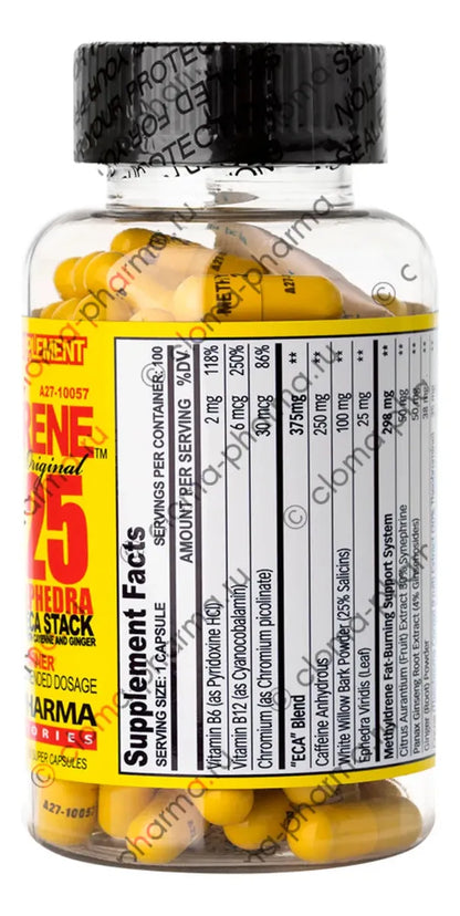 Cloma Pharma Methyldrene 25 – Termogénico Clásico de Alta Potencia (100 Cápsulas)