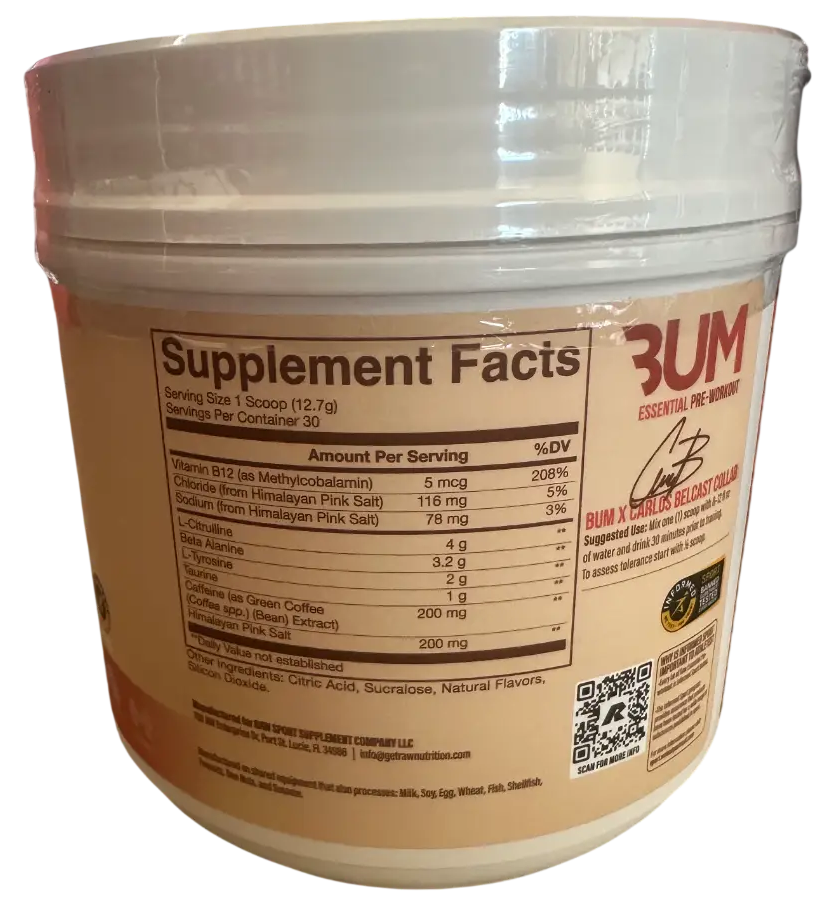 Cbum Essential Pre-Workout – Sabor Lychee (381 g / 30 Servicios)