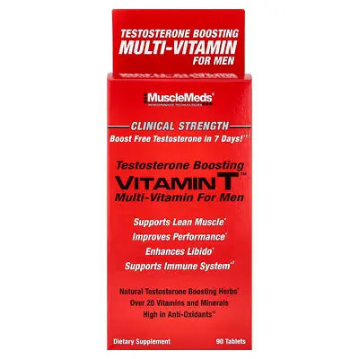MuscleMeds Vitamin T – Multivitamínico con Soporte Clínico de Testosterona (90 Tabletas)