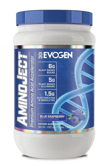 Evogen Amino Ject – Acelerador de Aminoácidos Premium (30 Servicios / Blue Raspberry)