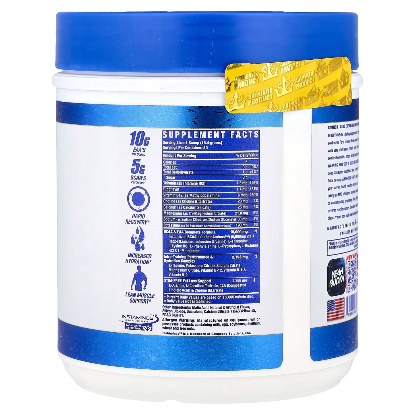 Ronnie Coleman Amino Tone + EAA – Recuperación e Hidratación de Élite (540g / 30 Servicios / Sabor Sour Apple)