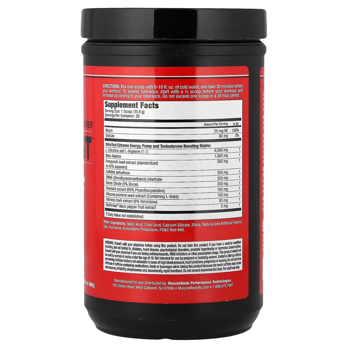 MuscleMeds Nitrotest – Pre-Entreno y Potenciador de Testosterona (30 Servicios)