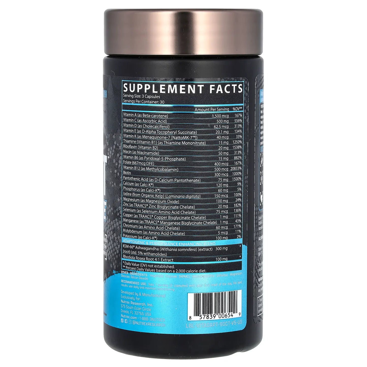 Nutrex Vitadapt Complete – Multivitamínico Adaptógeno Clínicamente Dosificado (90 Cápsulas)