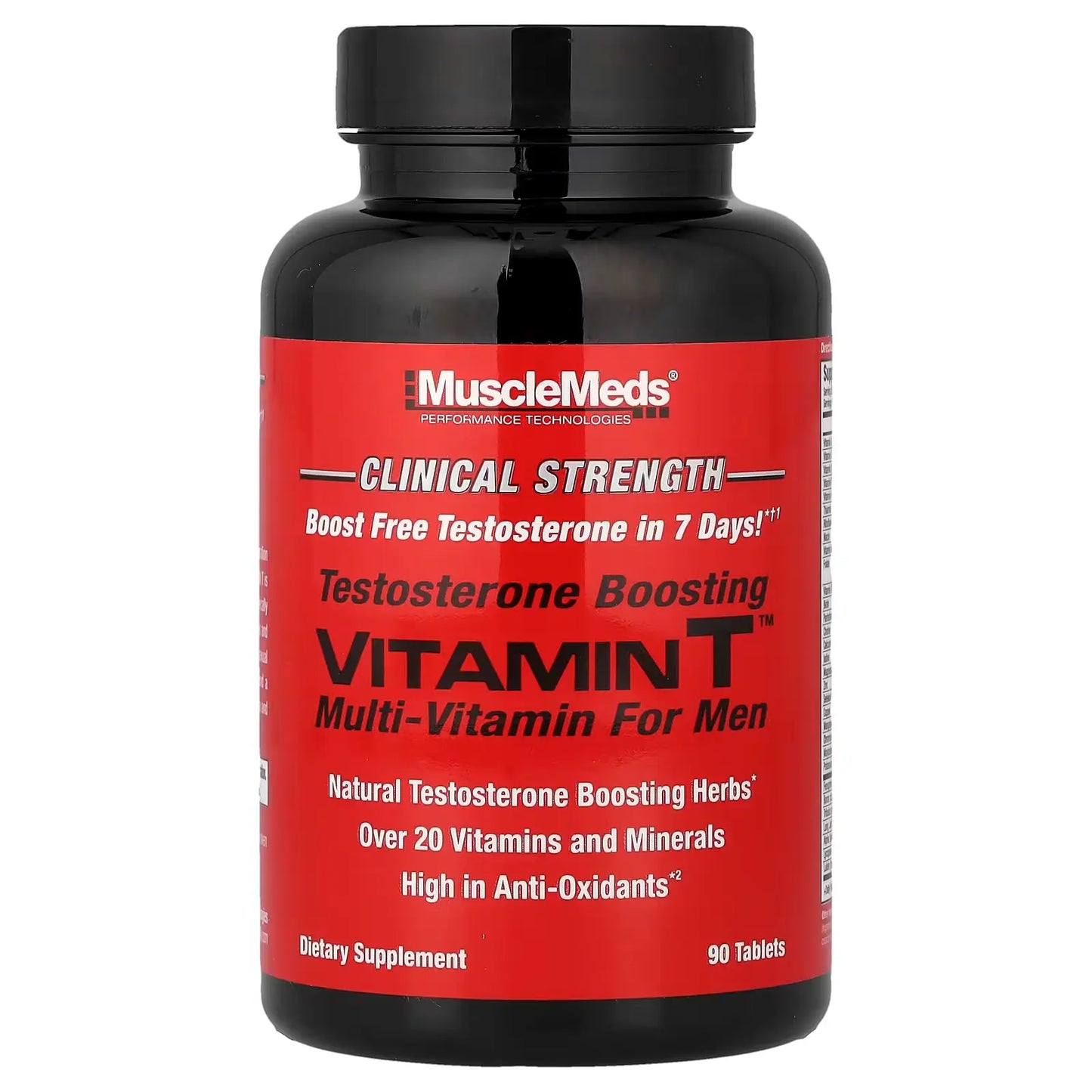 MuscleMeds Vitamin T – Multivitamínico con Soporte Clínico de Testosterona (90 Tabletas)