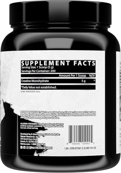 Nutrex Research – Monohidrato de Creatina Micronizada (1000g / 200 Servicios)