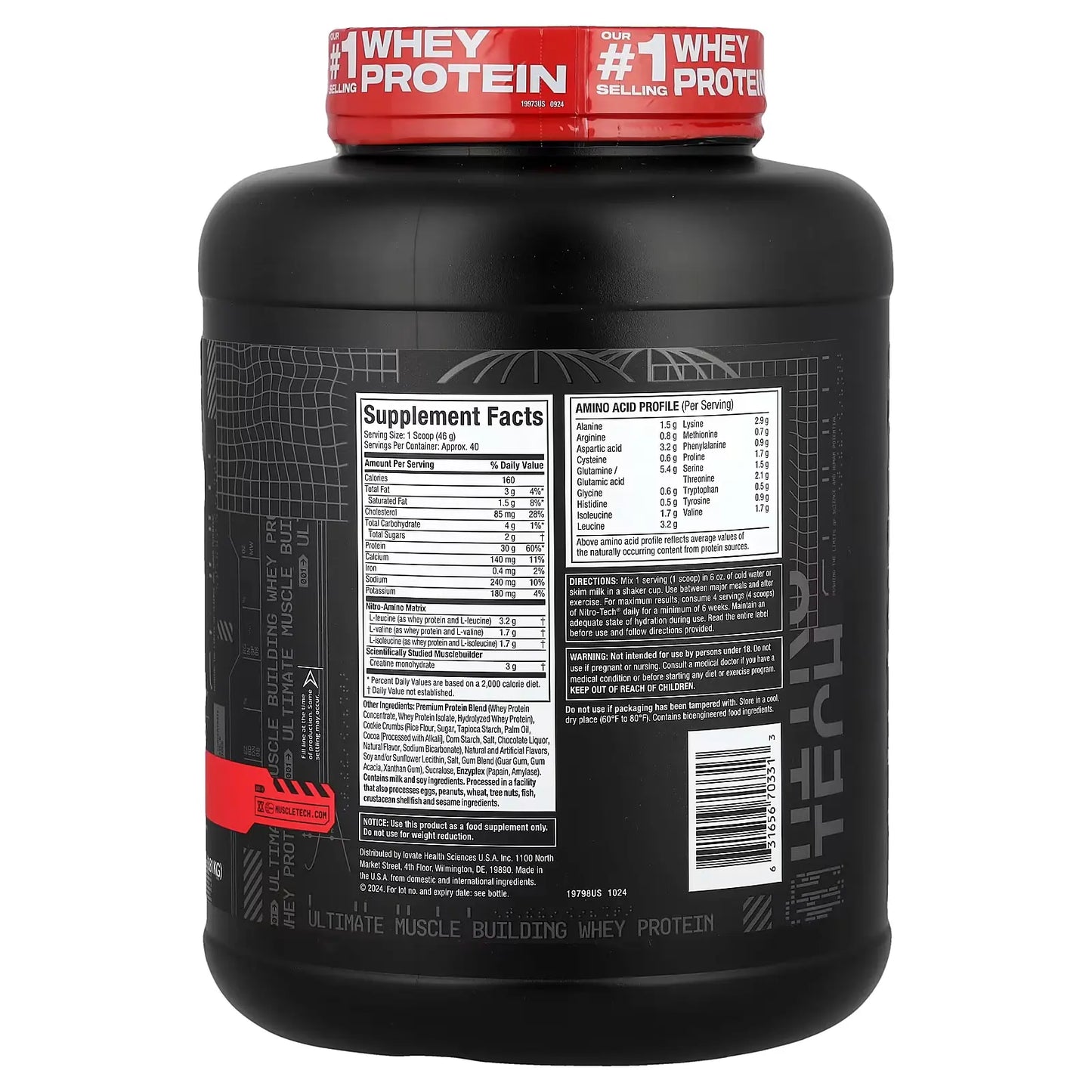 MuscleTech Nitrotech – Mezcla de Proteína Aislada y Péptidos de Suero (5 Lb)