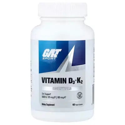GAT, Sport, Essentials, Vitaminas D3 y K2, 60 cápsulas vegetales