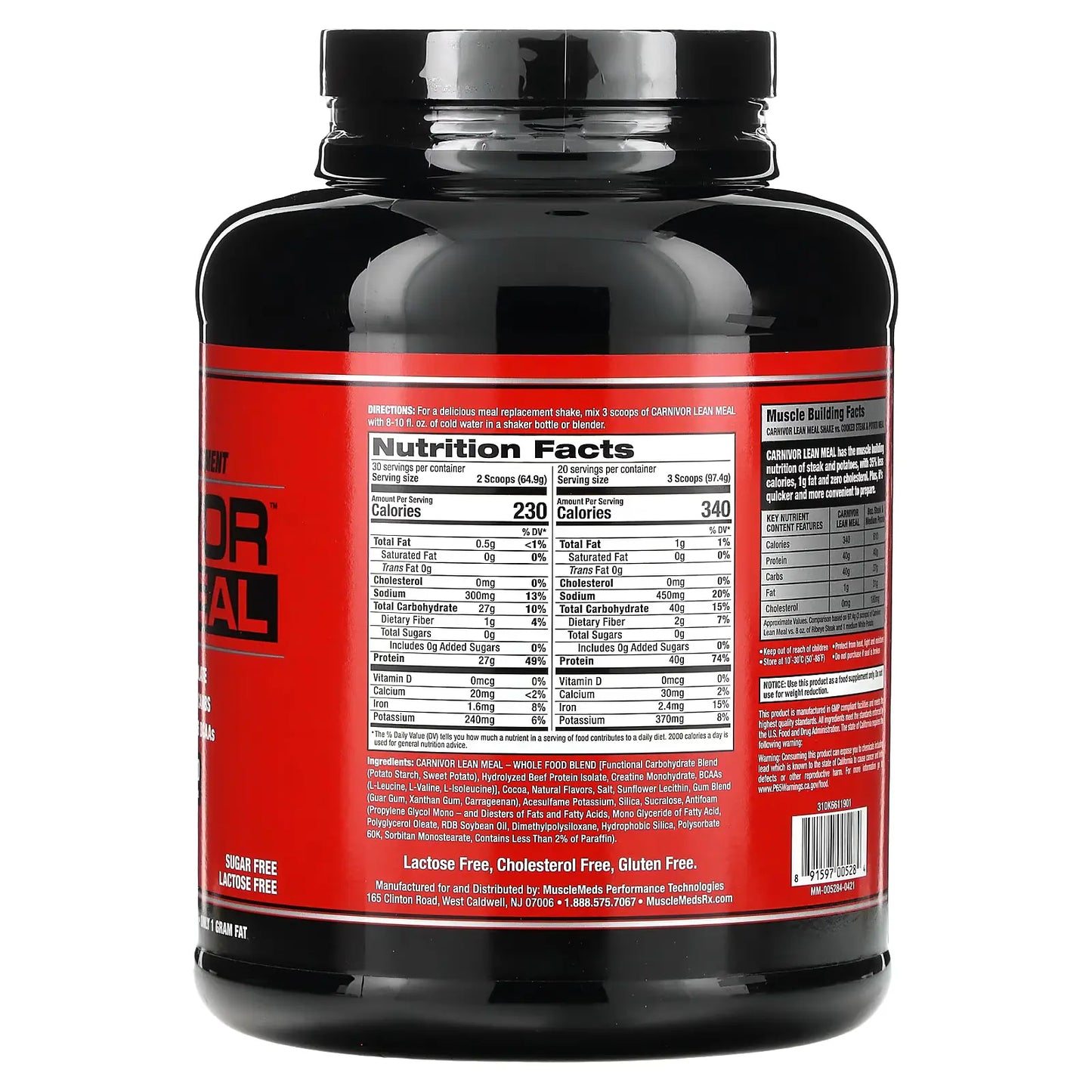 MuscleMeds Carnivor Lean Meal – Proteína de Carne (Beef Protein Isolate) 4 lb