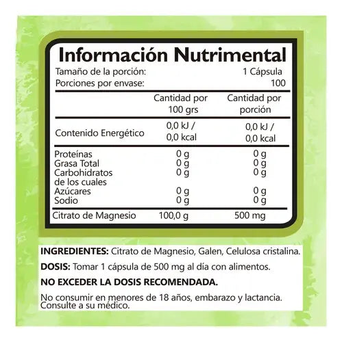 NaturalGreen Magnesio – Soporte Muscular y Relajación del Sistema Nervioso (60 Cápsulas)