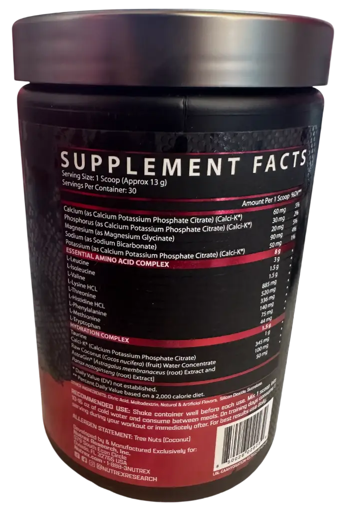Nutrex EAA + Hydration – Aminoácidos Esenciales y Electrolitos (30 Servicios)