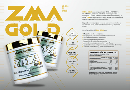 ZMA Gold – Complejo de Zinc, Magnesio y Vitamina B6 (90 Cápsulas / 30 Serv)