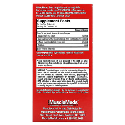 MuscleMeds Stemtropin – Precursor de Células Madre, Hormona de Crecimiento (HGH) y Testosterona (60 Cápsulas)