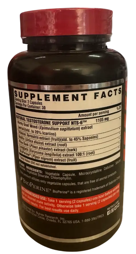 Nutrex Vitrix – Potenciador de Testosterona y Vitalidad de Acción Rápida (80 Cápsulas Líquidas)