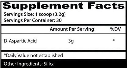 D-Aspartic Acid (D-AA) – Polvo Puro para Soporte de Testosterona y Fertilidad (90g / 30 Serv)