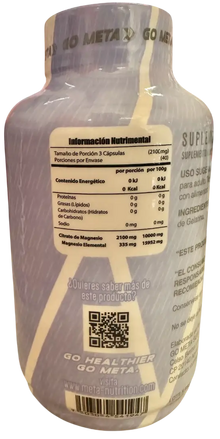 Meta Nutrition Citrato de Magnesio – 120 Cápsulas