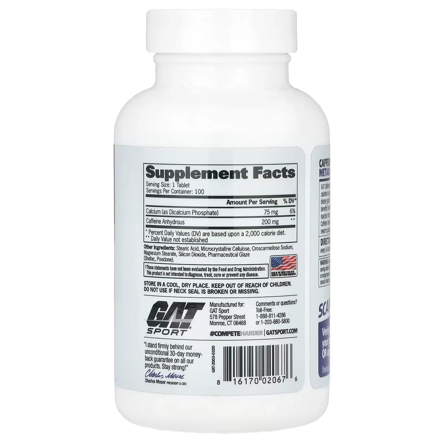 GAT Sport Caffeine – Energía y Enfoque Mental de Acción Rápida (100 Tabletas)