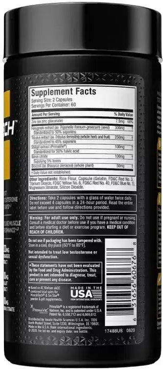 MuscleTech AlphaTest – Potenciador de Testosterona de Máxima Potencia (120 Cápsulas)