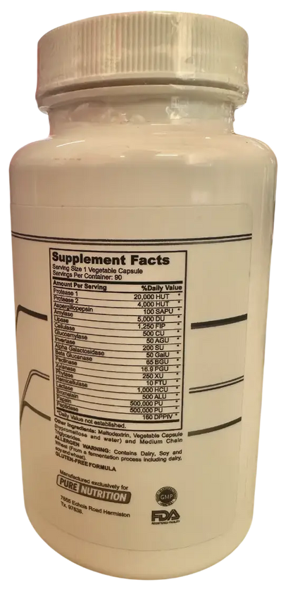 Pure Nutrition Digestive Enzymes – Complejo Enzimático para Absorción Máxima (90 Cápsulas)