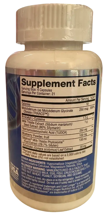 Evogen Liver Longer – Soporte Hepático Premium con TUDCA, NAC y Cardo Mariano (84 Cápsulas)
