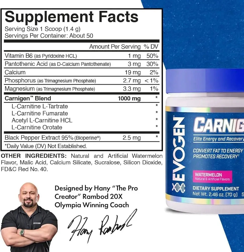 Evogen Carnigen – Mezcla de Carnitina de Élite para Definición (90 Servicios)
