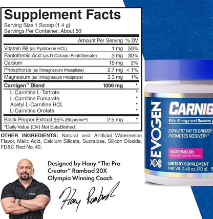 Evogen Carnigen – Mezcla de Carnitina de Élite para Definición (90 Servicios)