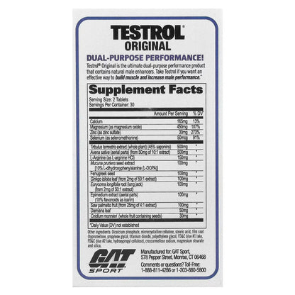 GAT Sport Testrol Original (60 tabs) - Potenciador de Testosterona y Vitalidad