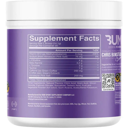 Raw Cbum Essential Pre-Workout – Sabor Watermelon Grape (30 Servicios)
