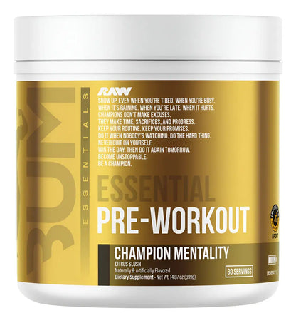 Raw Cbum Essential Pre-Workout – Sabor Champion Mentality (30 Servicios)