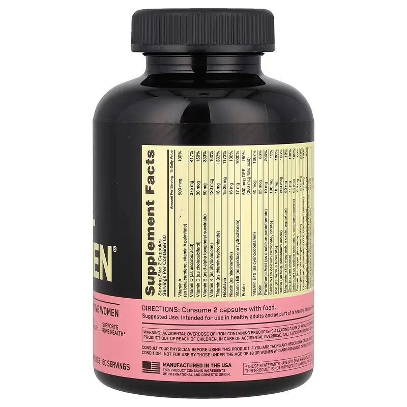 Optimum Nutrition Opti-Women – Multivitamínico de Alto Rendimiento para Mujeres (120 Cápsulas)