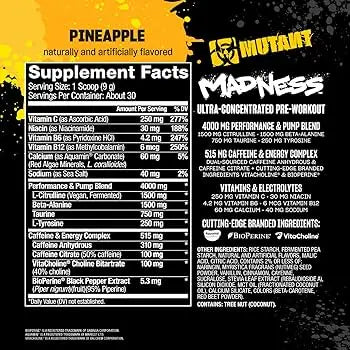 Mutant Madness – Pre-Entreno de Alta Intensidad y Enfoque (30 Servicios / Sin Azúcar)