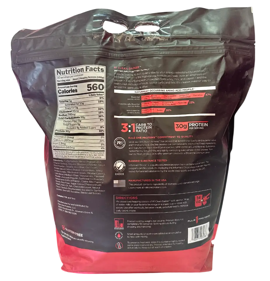 Rule 1 Clean Gainer - Ganador de Masa Magra (30 serv)