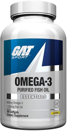 GAT Sport Omega-3 Essentials – Aceite de Pescado Purificado 1250mg (90 Softgels / 90 Serv)