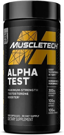 MuscleTech AlphaTest – Potenciador de Testosterona de Máxima Potencia (120 Cápsulas)