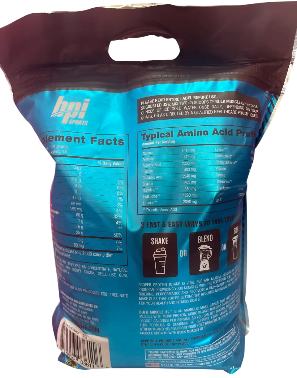 BPI Sports Bulk Muscle XL – Ganador de Masa Muscular Limpio (13 lb / 5.9 kg)