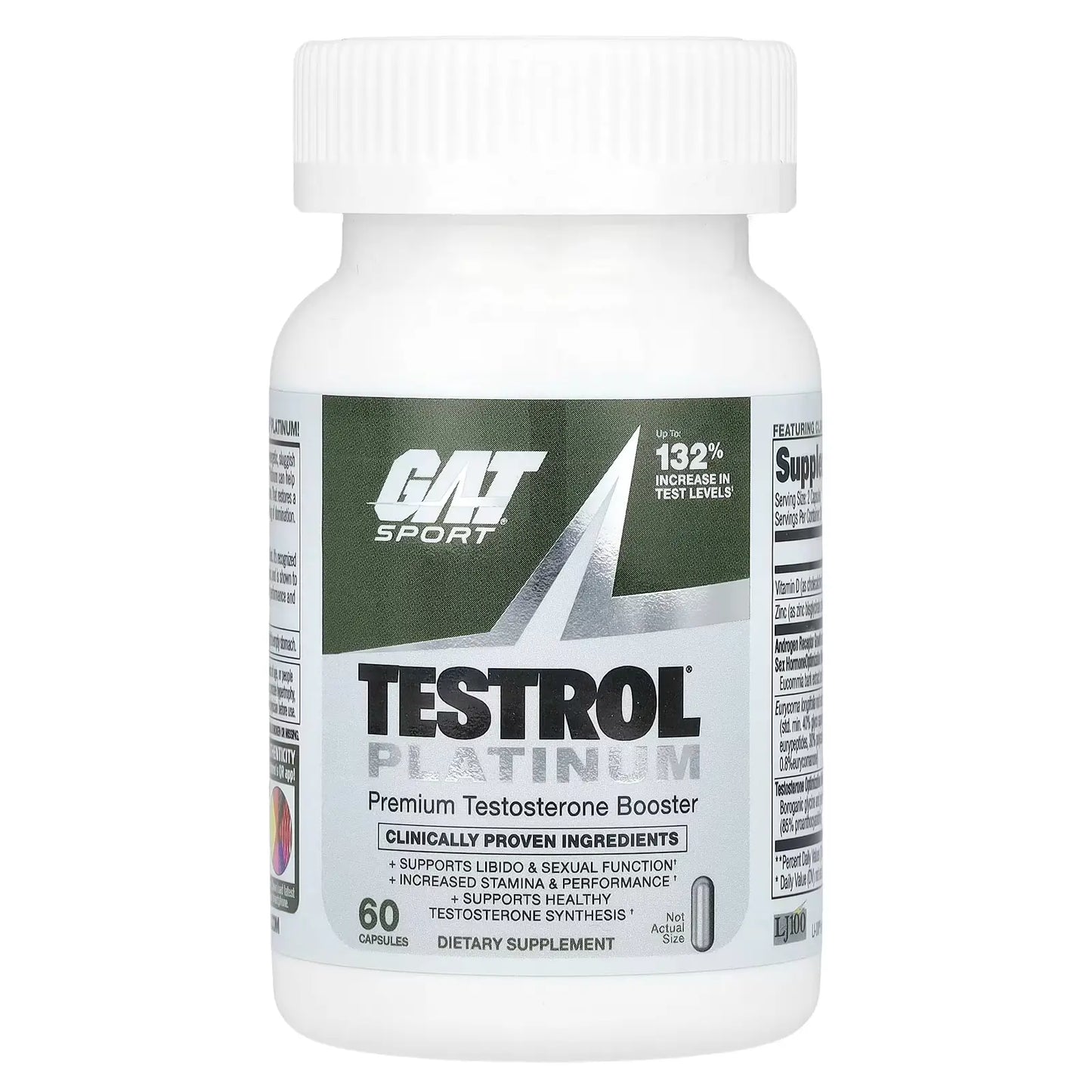 GAT Sport Testrol Platinum – Potenciador de Testosterona Premium (60 Tabletas)