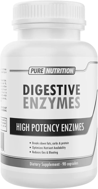 Pure Nutrition Digestive Enzymes – Complejo Enzimático para Absorción Máxima (90 Cápsulas)