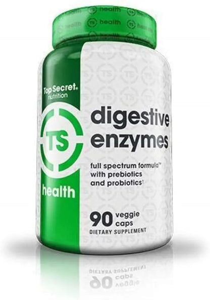 Top Secret Nutrition Digestive Enzymes – Complejo de Enzimas Digestivas de Amplio Espectro (90 Cápsulas Veganas)