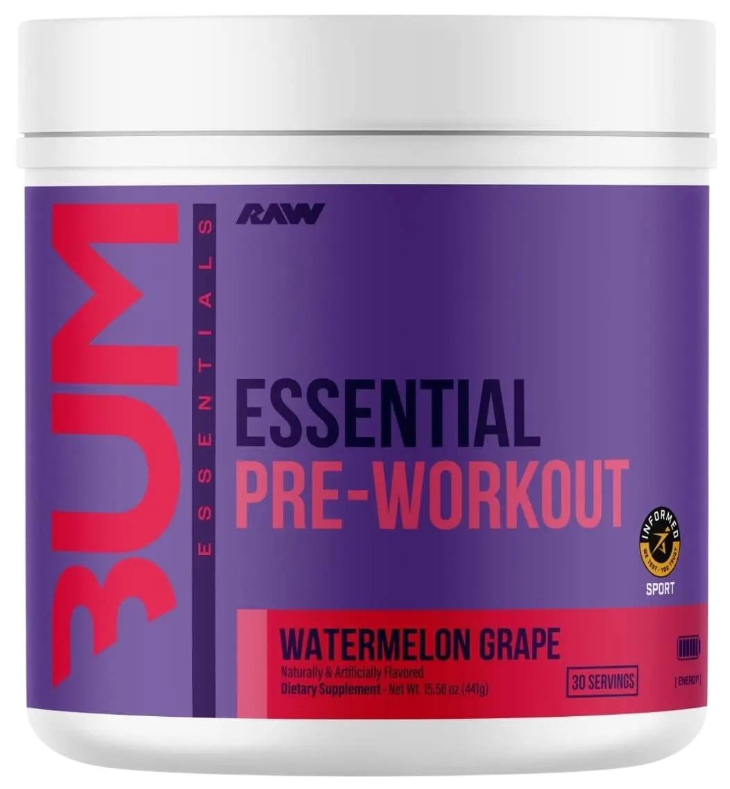 Raw Cbum Essential Pre-Workout – Sabor Watermelon Grape (30 Servicios)