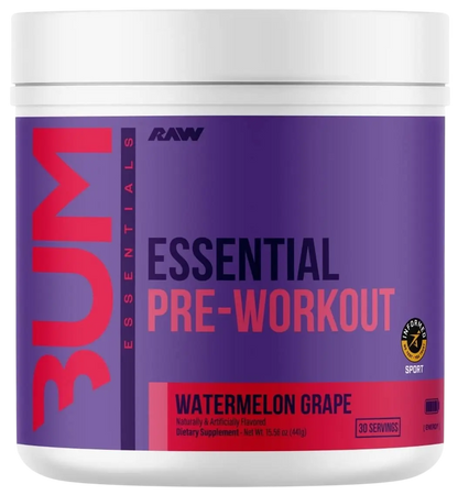 Raw Cbum Essential Pre-Workout – Sabor Watermelon Grape (30 Servicios)