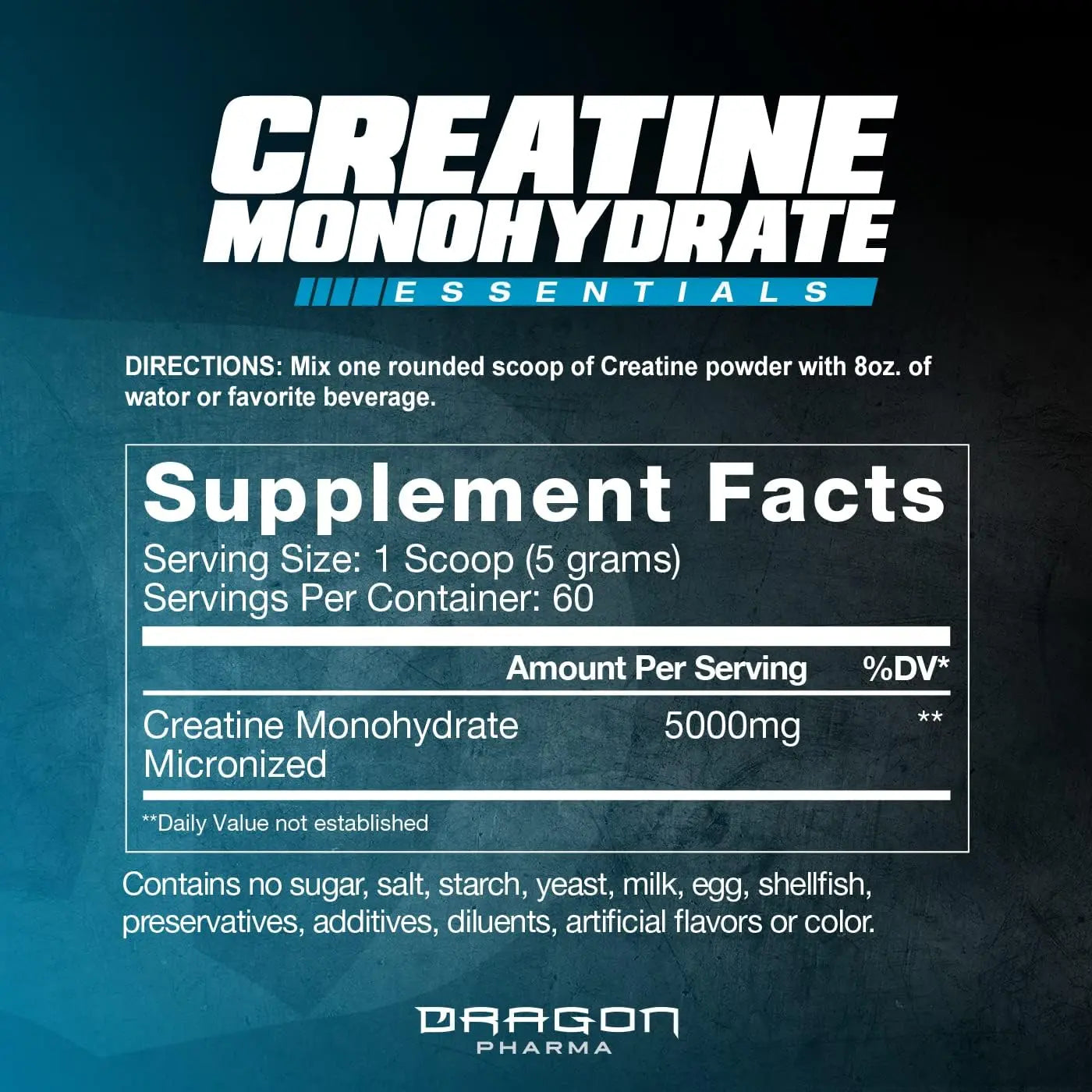 DRAGON PHARMA Creatine Monohydrate (60 Servings, Unflavored)